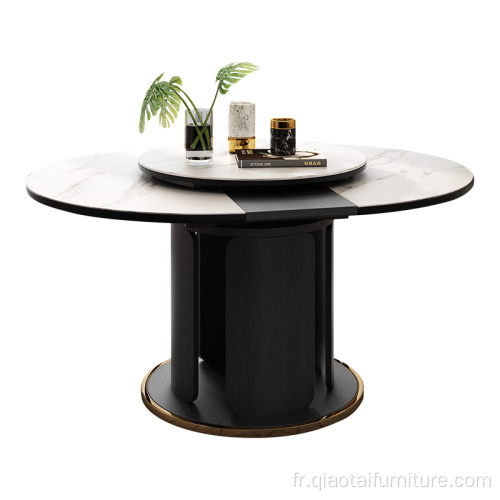 Ensemble de table à manger ronde en marbre de luxe moderne